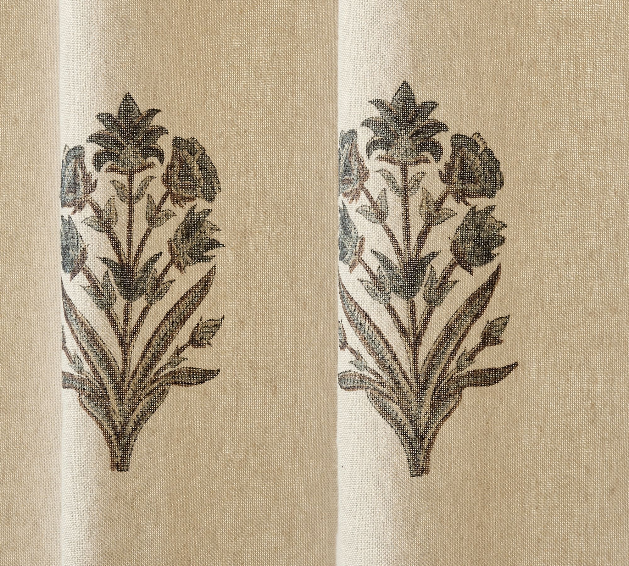 Elinor Floral Mughal Linen Cotton Curtain-108" thumbnail 6