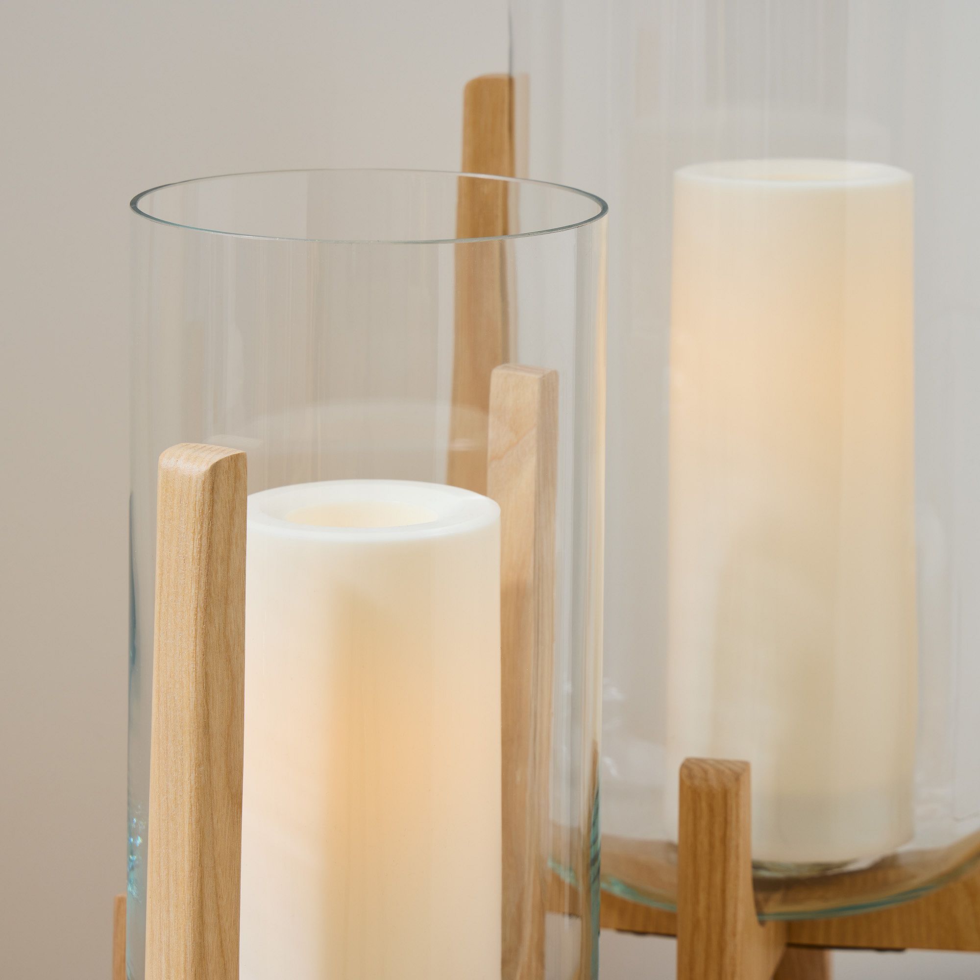 Marti Mid Century Glass and Wood Lanterns-Medium thumbnail 3