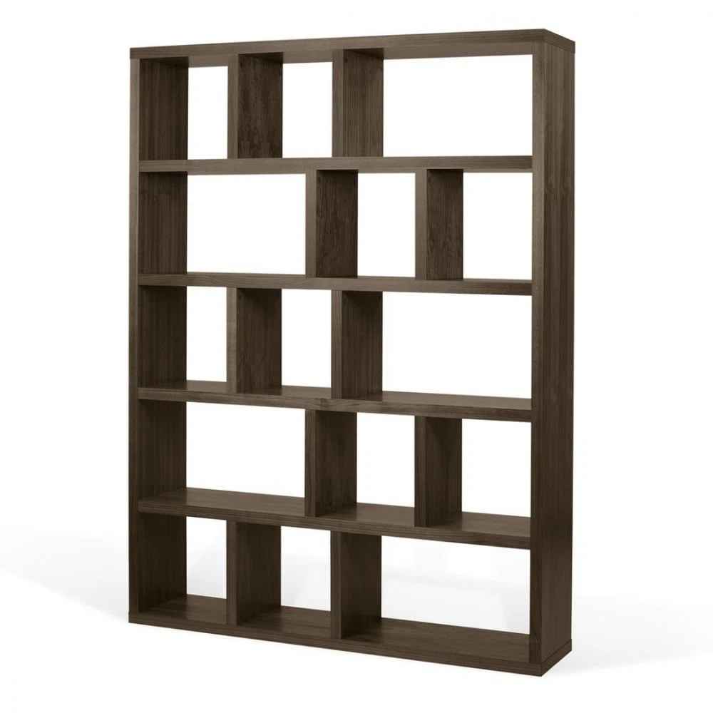 Stetson Geometric Bookcase AllModern Color: Walnut Size: (5 Shelves) 78" H x 59" W x 13" D thumbnail 2