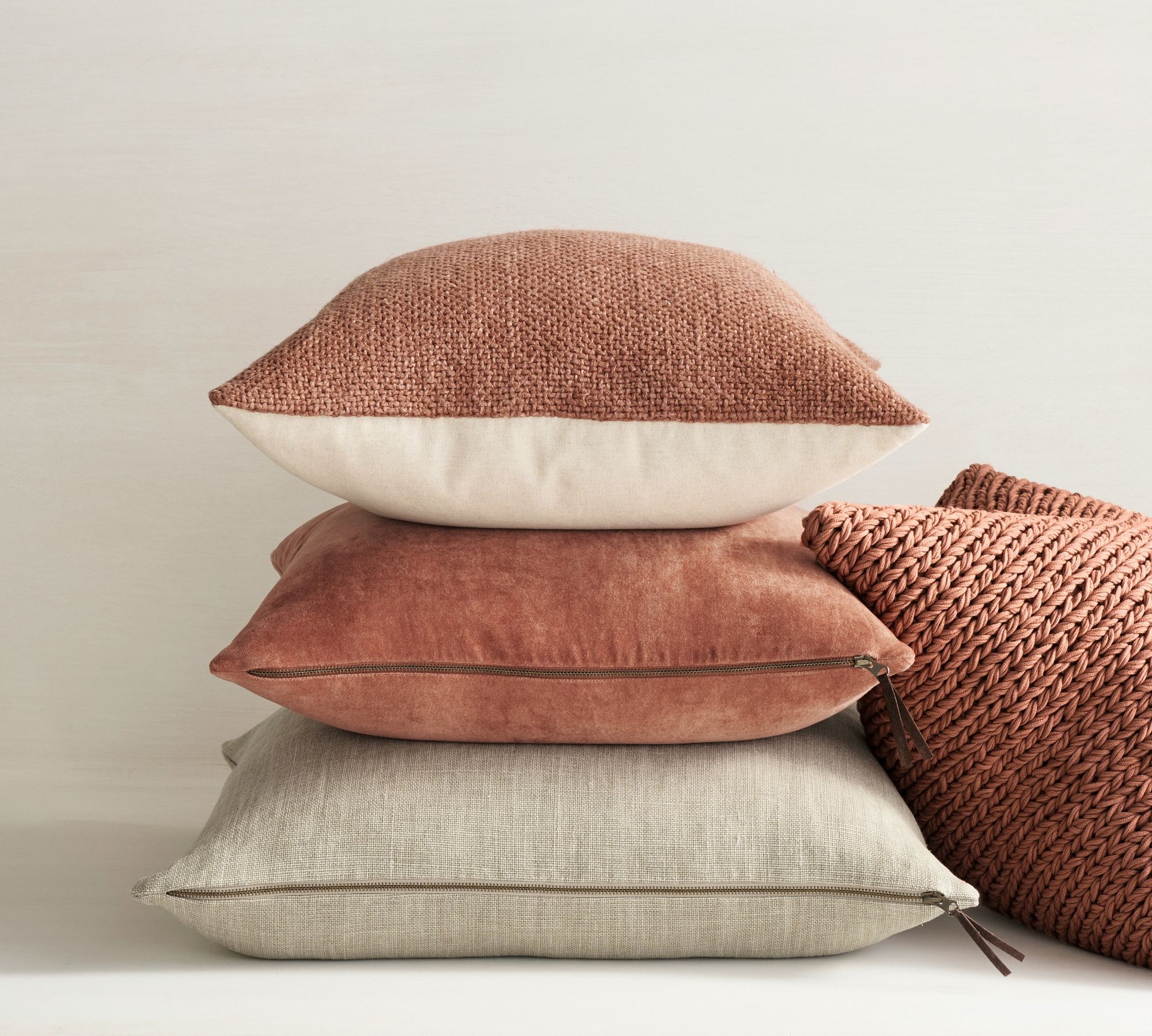 Faye Linen Textured Pillow Clay 20x20 thumbnail 3