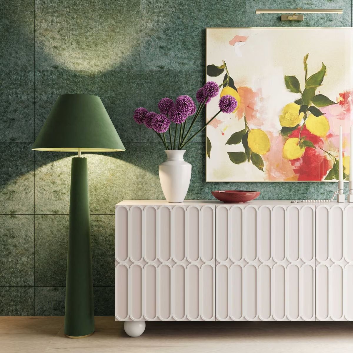 Greta Velvet Floor Lamp - Green thumbnail 2
