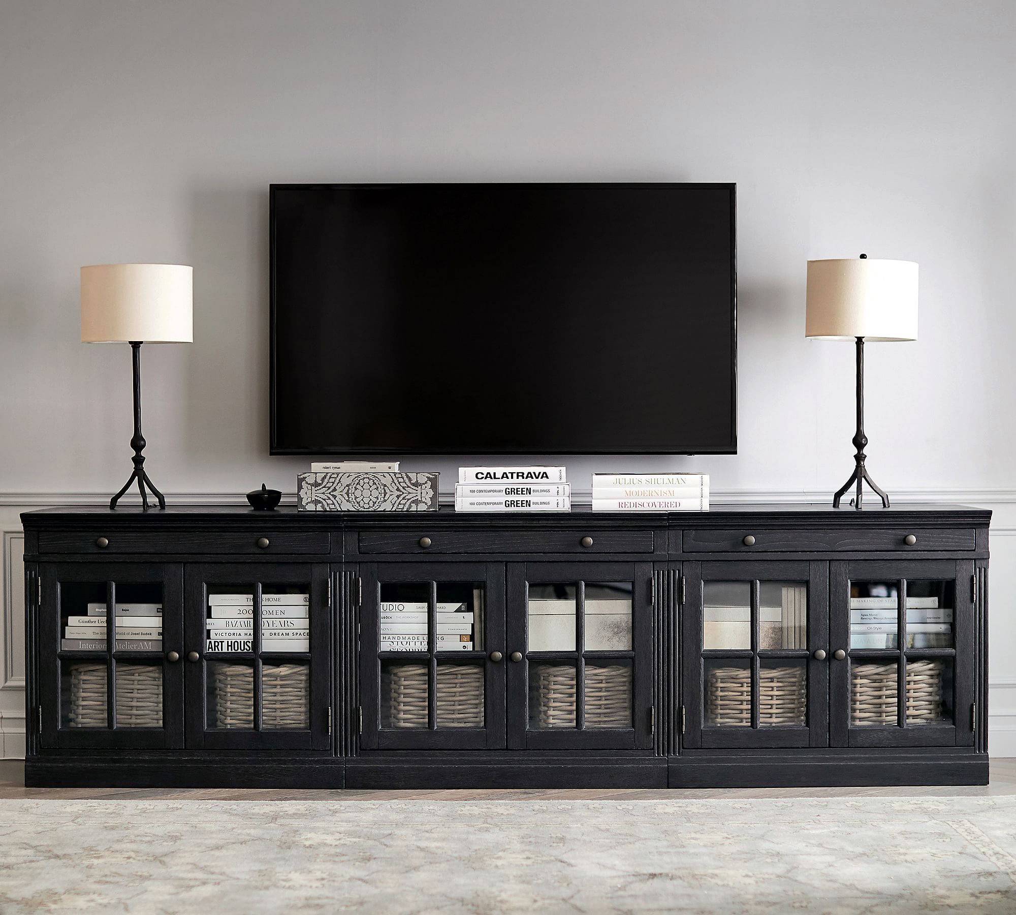 Livingston Media Console with Glass Cabinets (105'') thumbnail 2