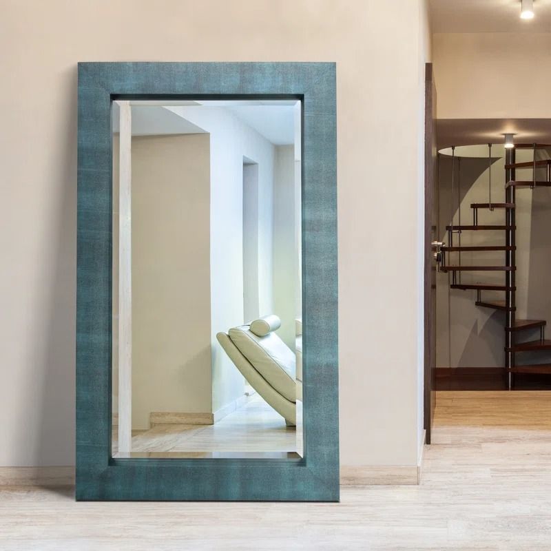 Flat Leather Floor Mirror thumbnail 2
