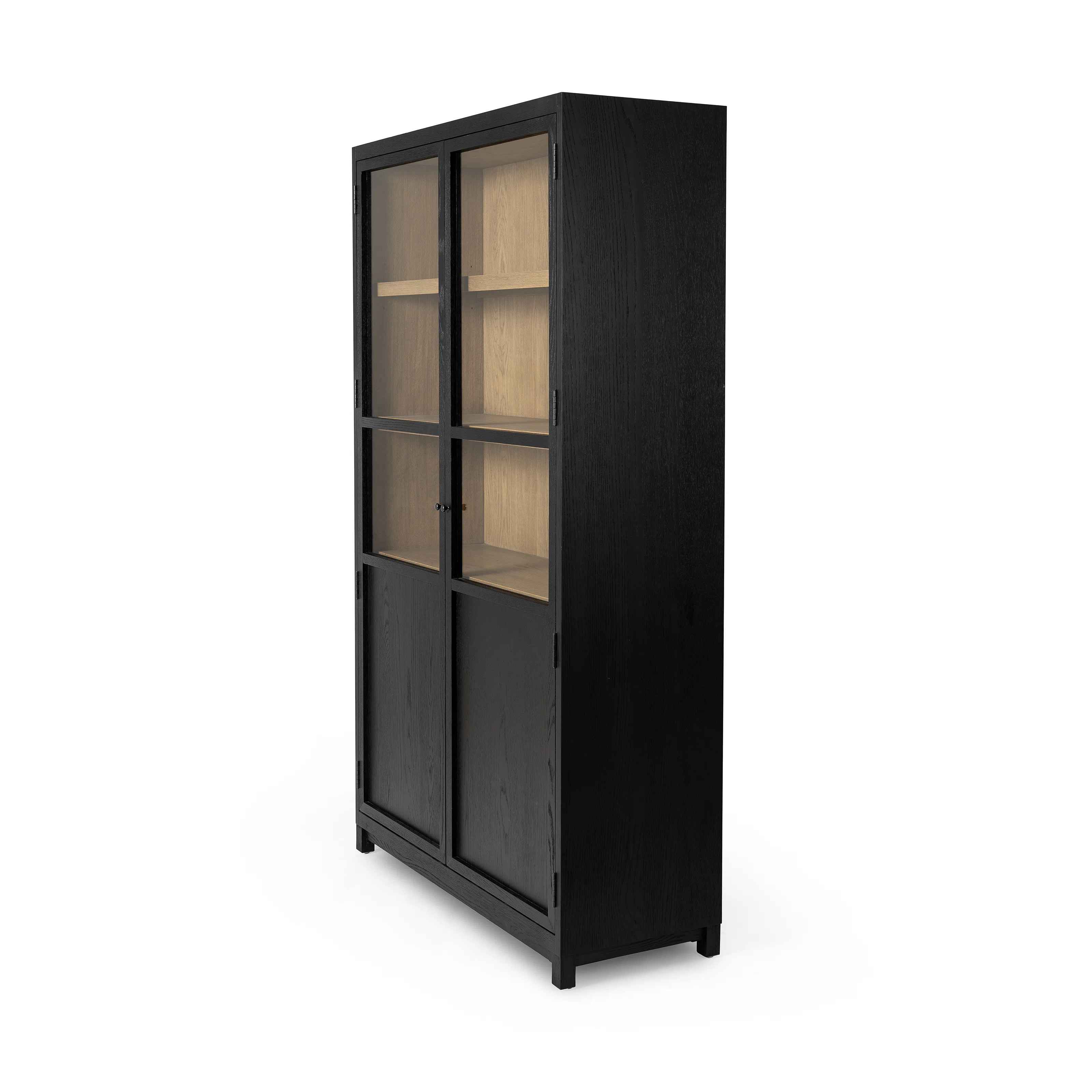 Mindi Panel and Glass Door Black Cabinet thumbnail 2