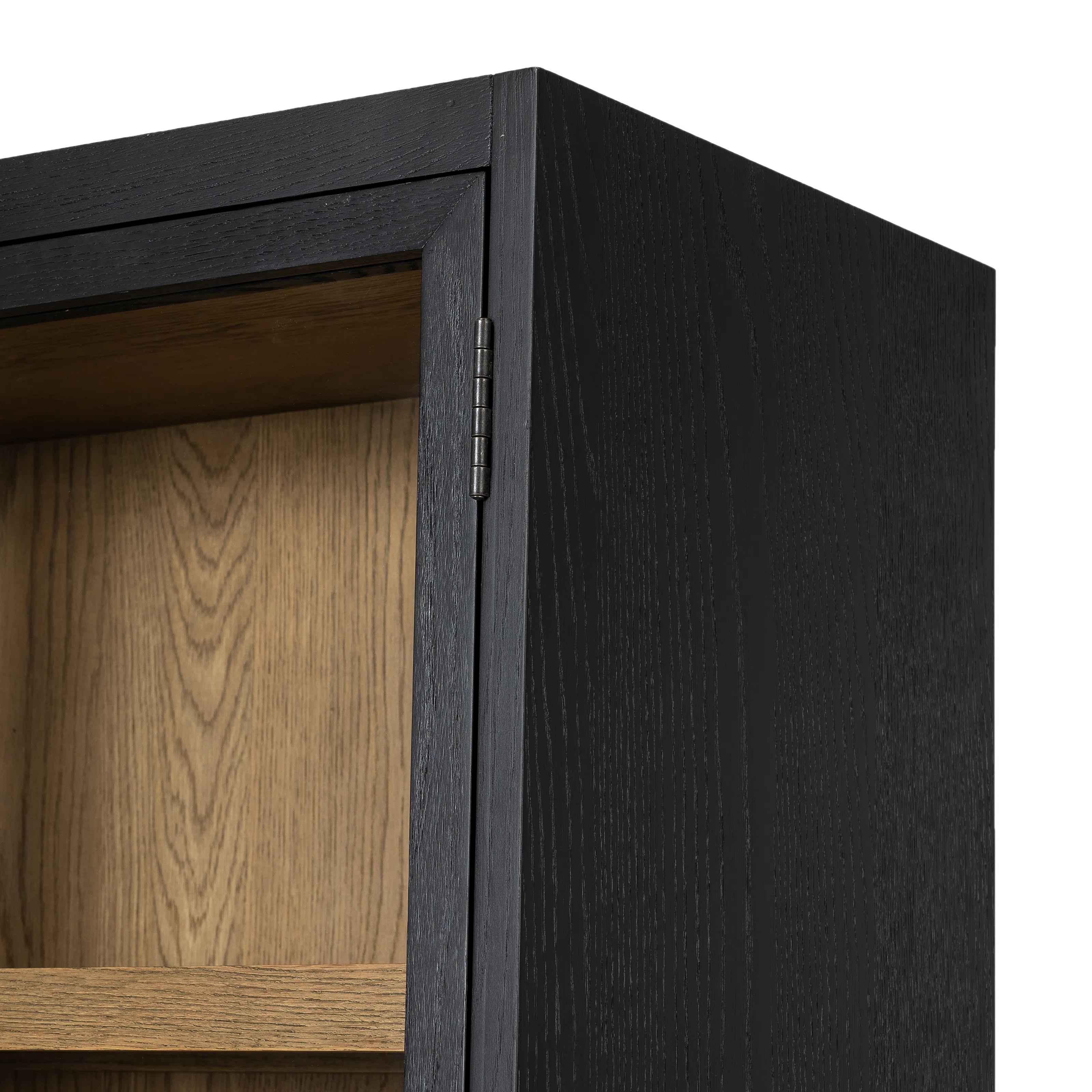 Mindi Panel and Glass Door Black Cabinet thumbnail 3