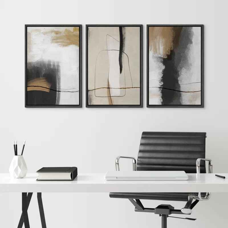 Grunge Abstract Paint Stroke Effect Tan Gray Neutral Organic Modern Pictures thumbnail 2