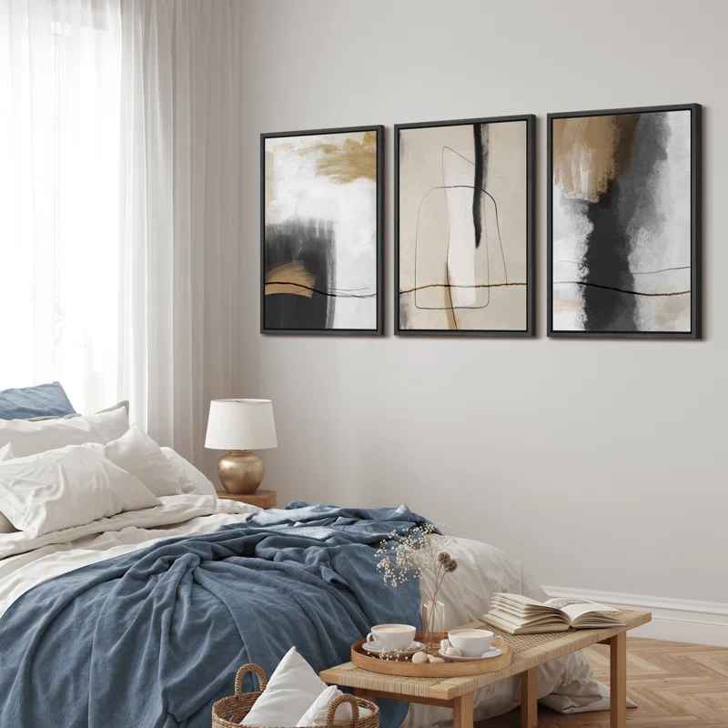 Grunge Abstract Paint Stroke Effect Tan Gray Neutral Organic Modern Pictures thumbnail 4