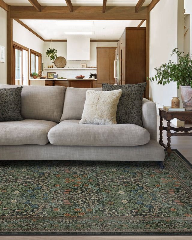 Morris and Co Blackthorn Forest Green Tufted Rug thumbnail 2