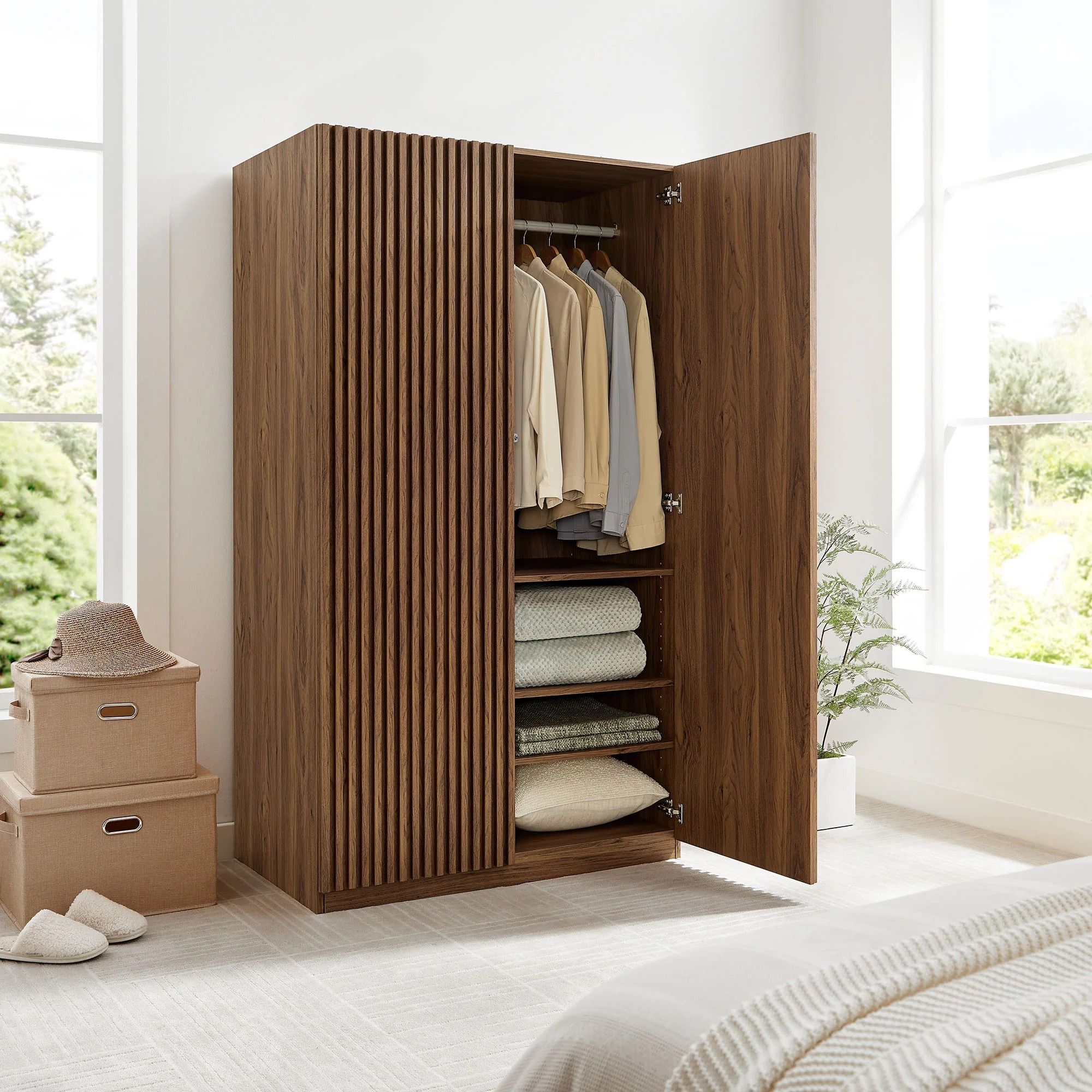 Grayson 2 Door Walnut Wardrobe thumbnail 2