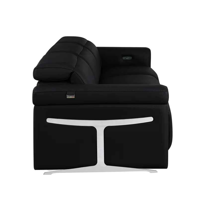 3-Power Seat Reclining Italian Leather Sofa With Power Headrest thumbnail 3