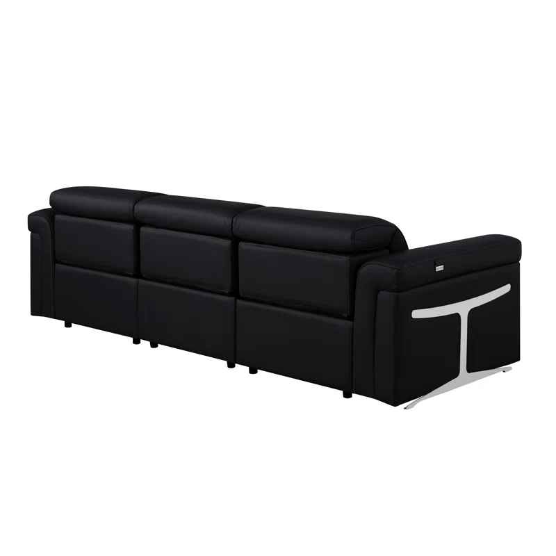 3-Power Seat Reclining Italian Leather Sofa With Power Headrest thumbnail 5