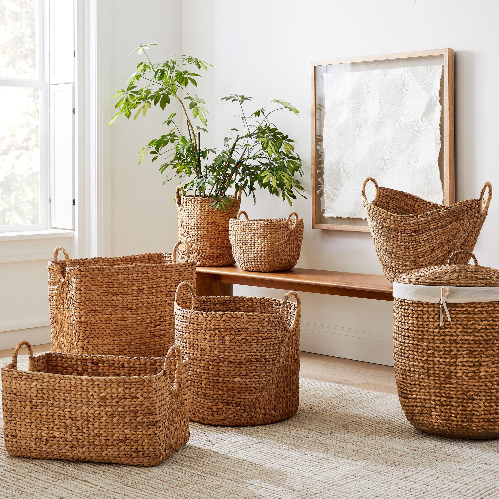 Curved Seagrass Large Utility Handle Basket thumbnail 2