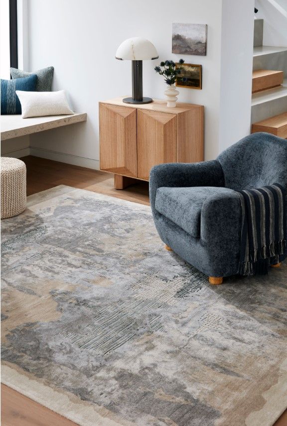 Luxury Blue Handmade Rug-9'x12' thumbnail 2