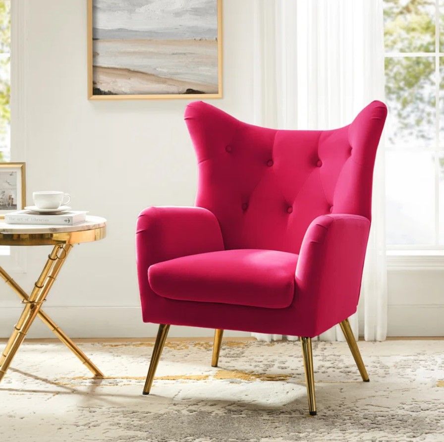Avianna 29.25" Wide Tufted Polyester Wingback Chair thumbnail 2