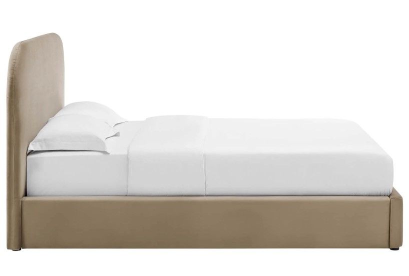 Kai Performance Velvet Curved King Platform Bed - Taupe thumbnail 3