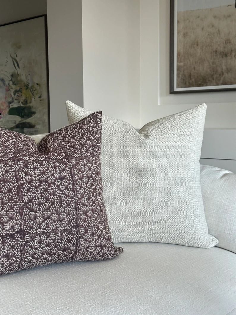 Hand Printed Maroon Pillow Cover 22x22 thumbnail 2