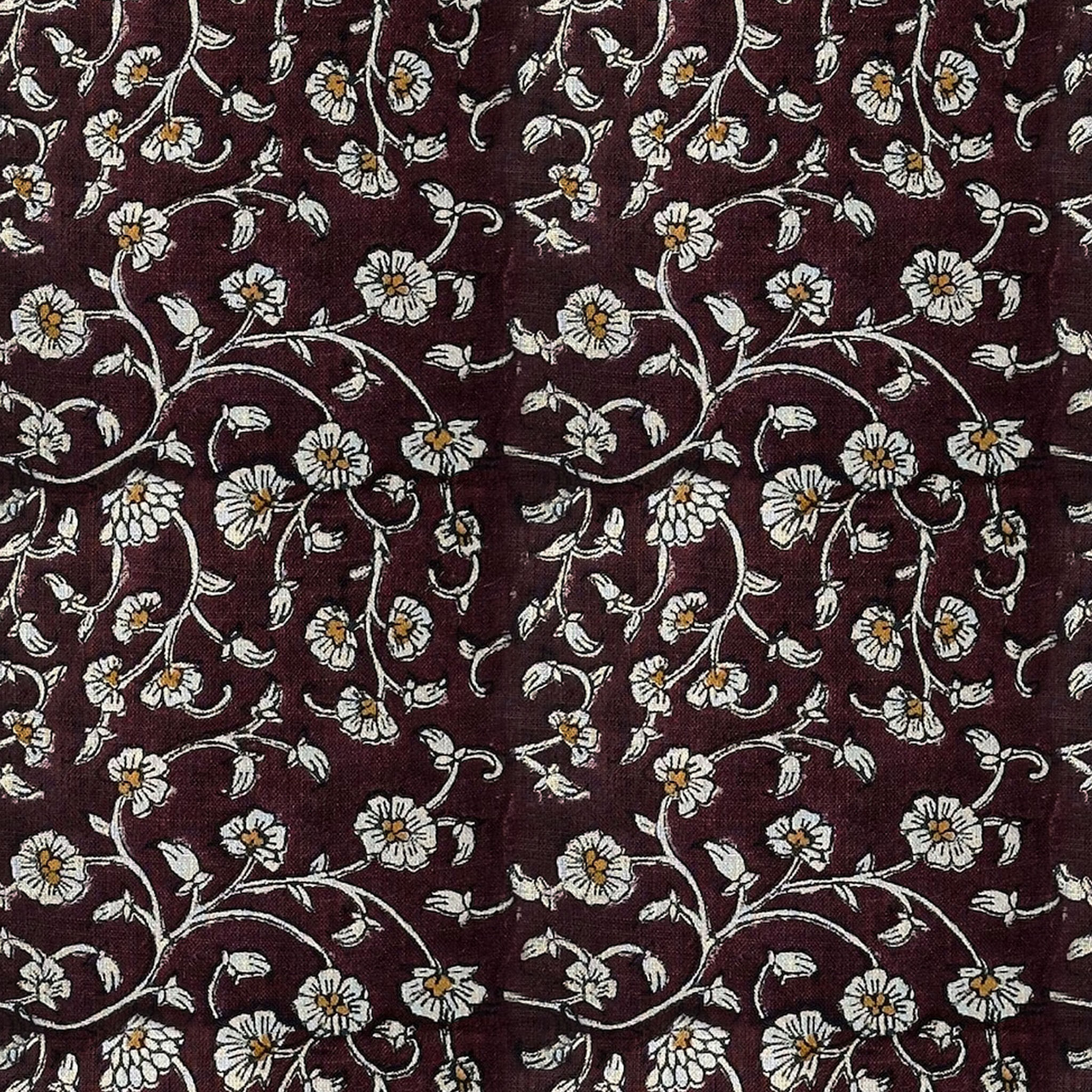 Maroon Floral Hand Printed Pillow Cover thumbnail 3