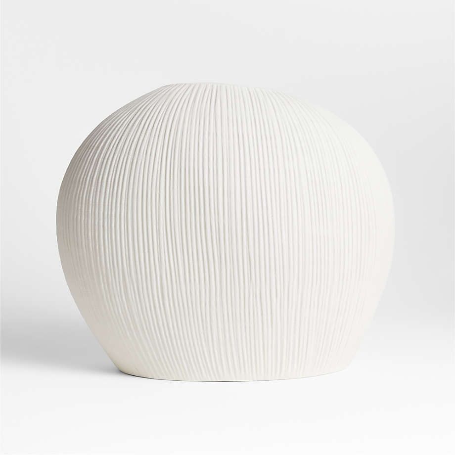 Alura Low Wide Cream White Porcelain Vase thumbnail 3
