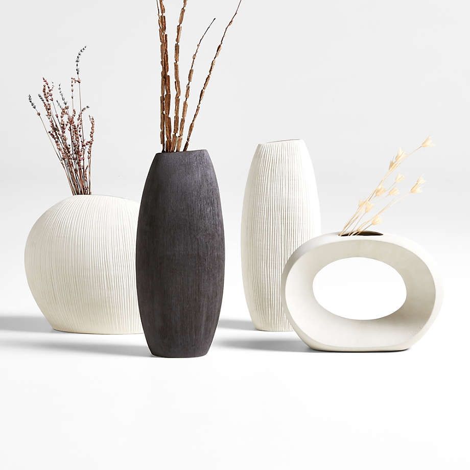 Alura Low Wide Cream White Porcelain Vase thumbnail 4