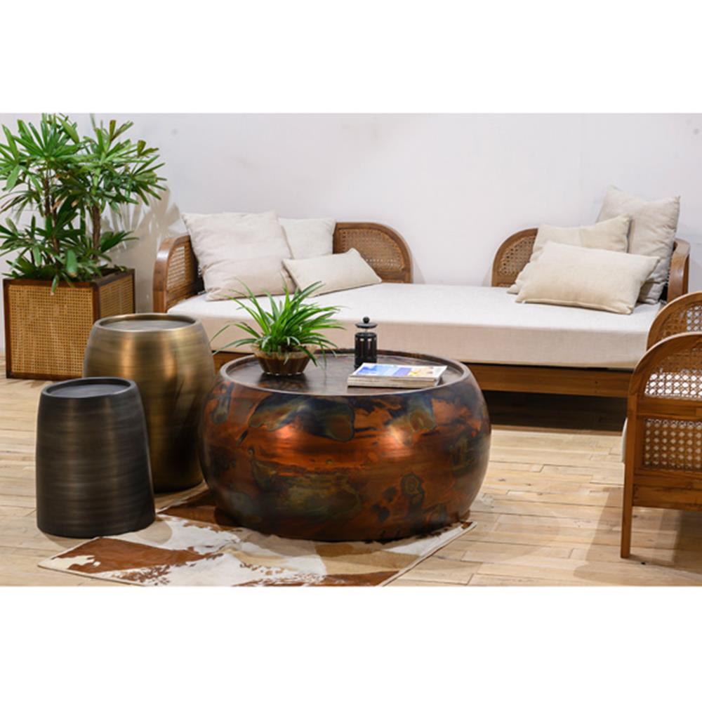 Zelda Industrial Loft Antique Brass Mild Steel Barrel Side Table thumbnail 4