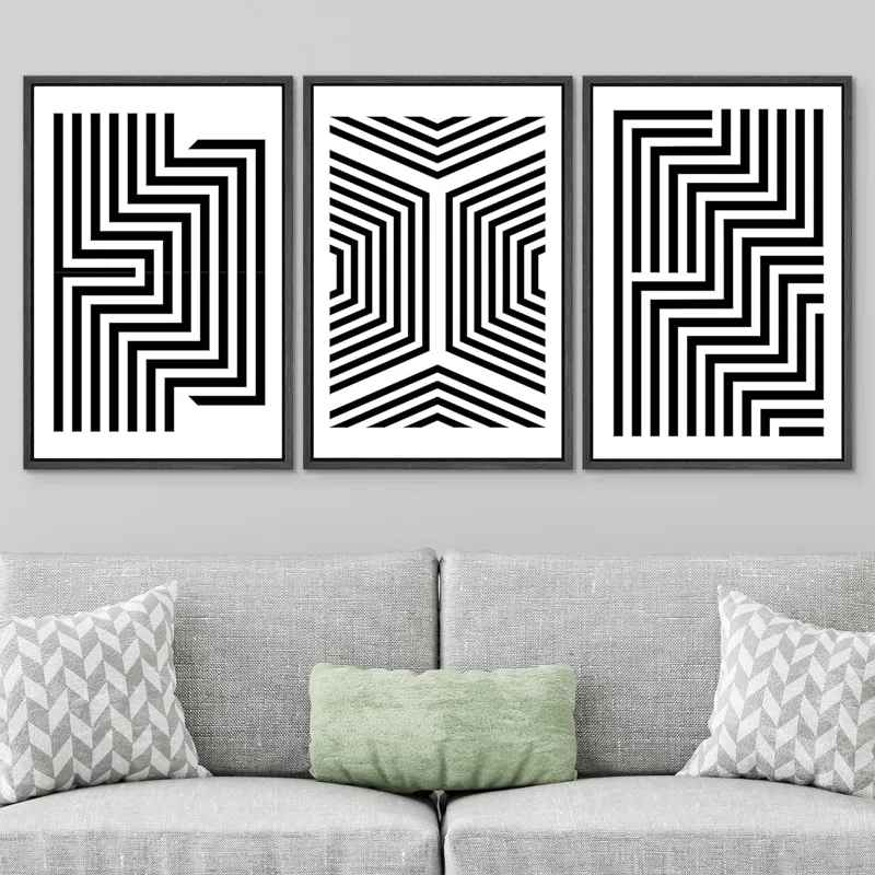 Black And White Stripes And Lines Geometric Patterns -3 thumbnail 2