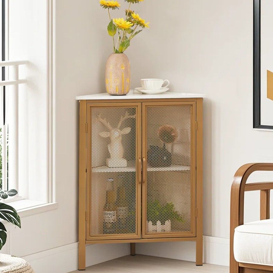 Leilla 2 Doors Corner Accent Cabinet thumbnail 3