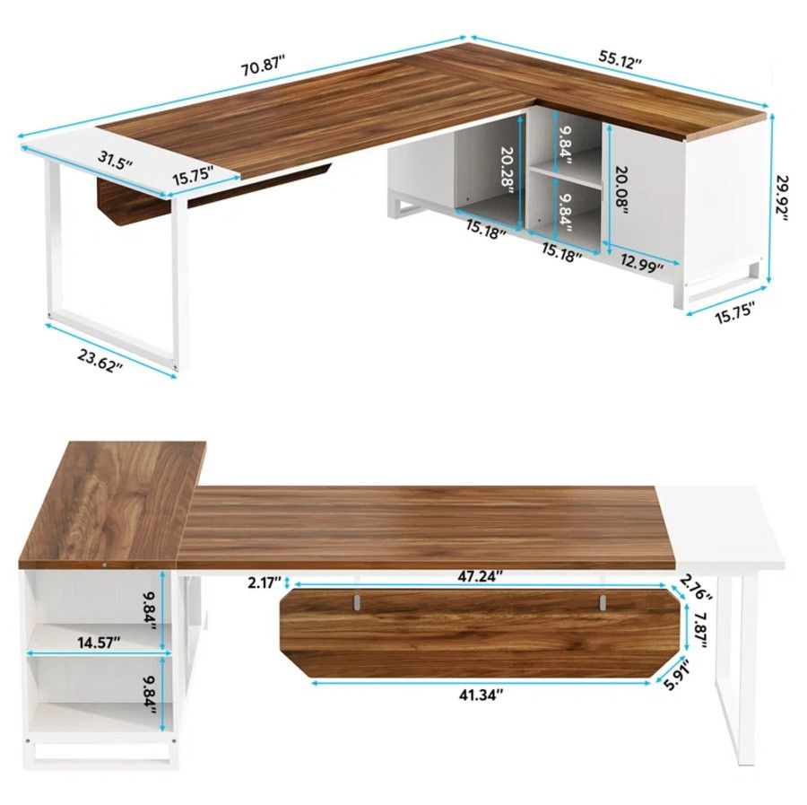 70.87'' Executive Desk and File Storage Cabinet thumbnail 6