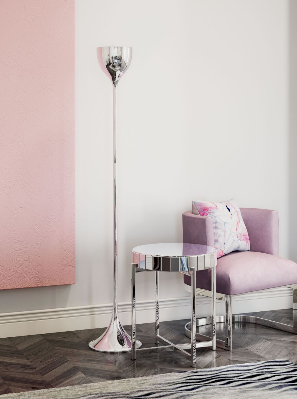 Trina Chrome Floor Lamp thumbnail 2