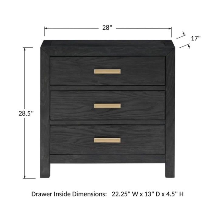 Ashdon 3 Drawer Solid Wood Nightstand thumbnail 5