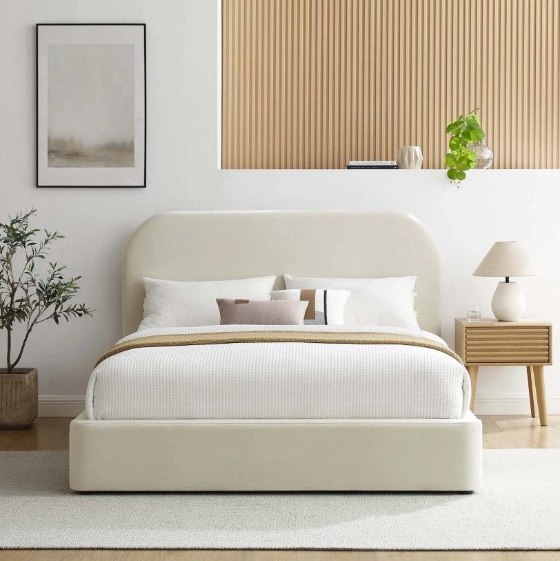 Kai Performance Velvet Curved King Platform Bed thumbnail 2