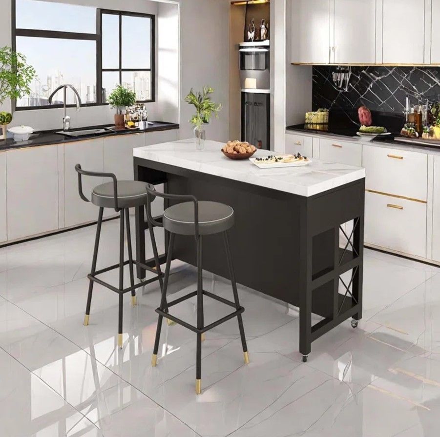 Movable marble island metal base counter thumbnail 4