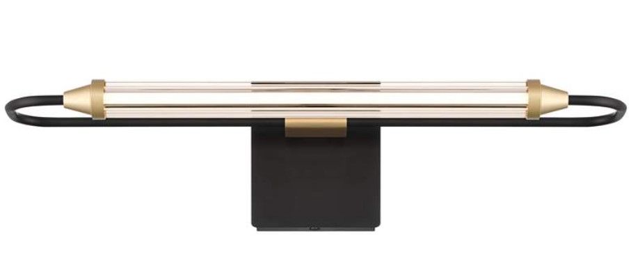 Possini Euro Nikola Matte Black and Gold LED Bath Light thumbnail 3