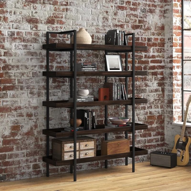 Kahlan 76'' H x 58'' W Iron Etagere Bookcase Williston Forge thumbnail 2