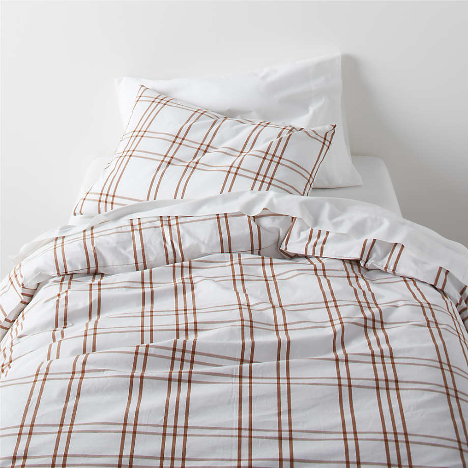 Stax Almond Brown Yarn Dyed Organic Cotton Kids Duvet Cover-Twin thumbnail 2