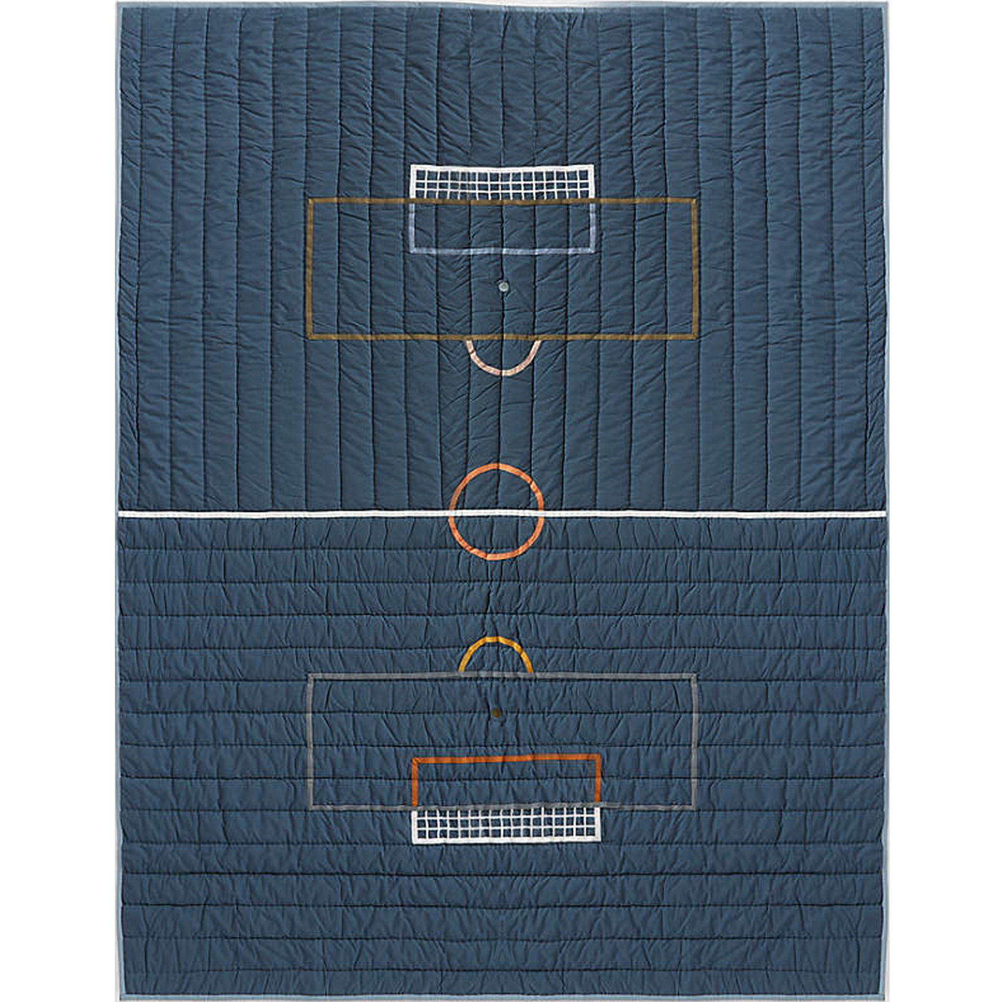 Modern Soccer Embroidered Hand Quilted Organic Cotton Kids Quilt-Twin thumbnail 7