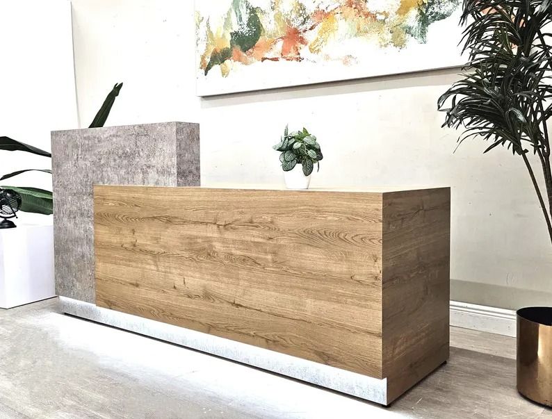 Jade Plus Reception desk Oak and Stone thumbnail 2