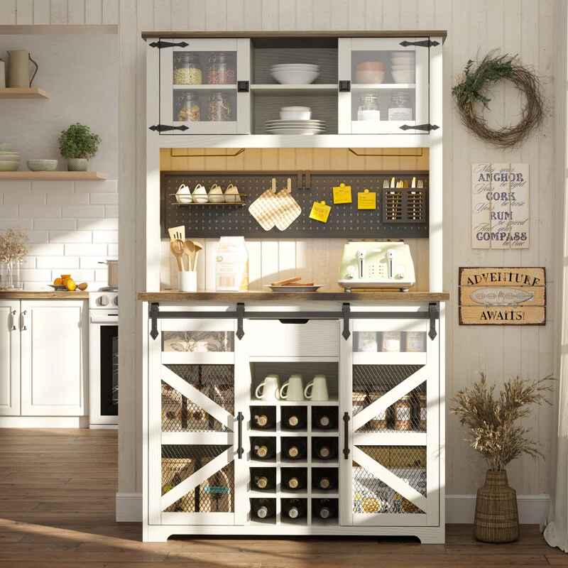 Lavorn Vintage Bar Cabinet with Hutch thumbnail 2
