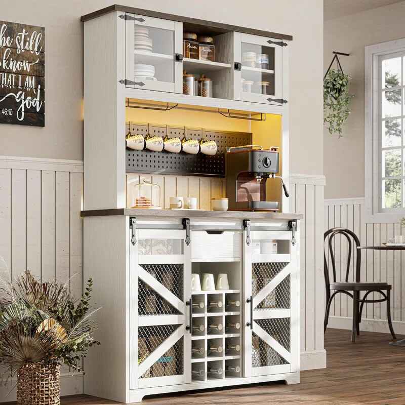 Lavorn Vintage Bar Cabinet with Hutch thumbnail 3
