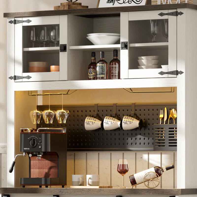 Lavorn Vintage Bar Cabinet with Hutch thumbnail 4