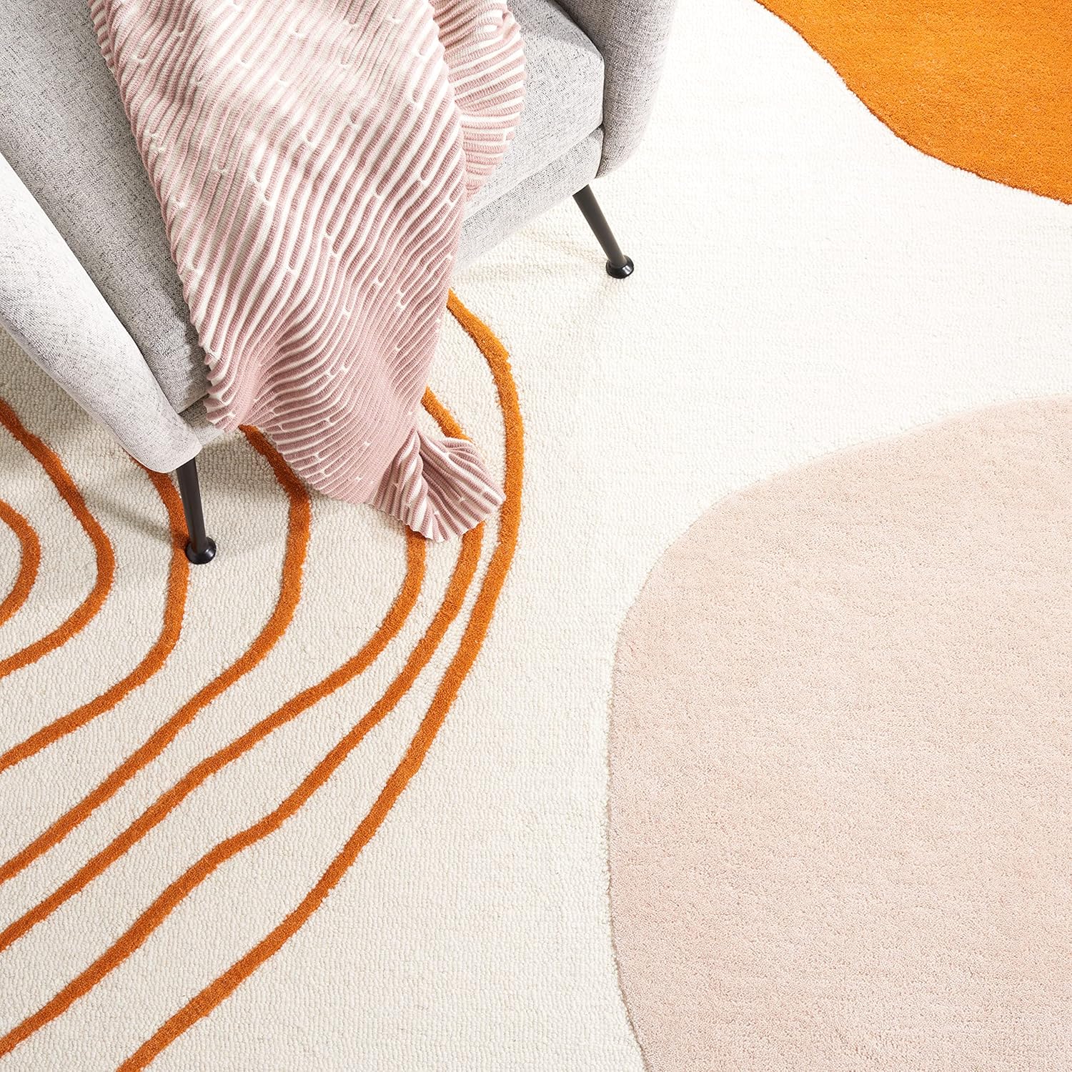 Felipe Handmade Wool Ivory Rust Rug thumbnail 2