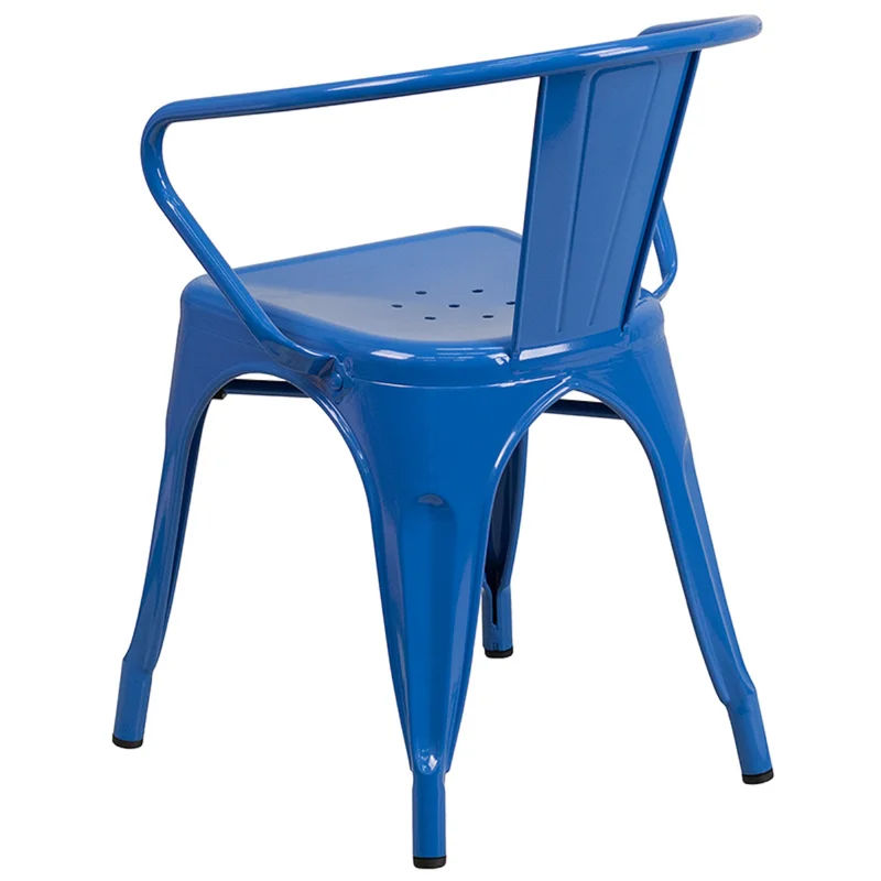 Hucheson Metal Indoor-Outdoor Chair with Arms Blue thumbnail 2