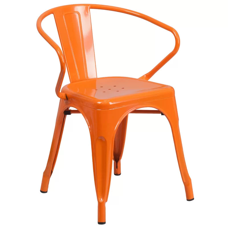Hucheson Metal Indoor-Outdoor Chair with Arms Orange thumbnail 2