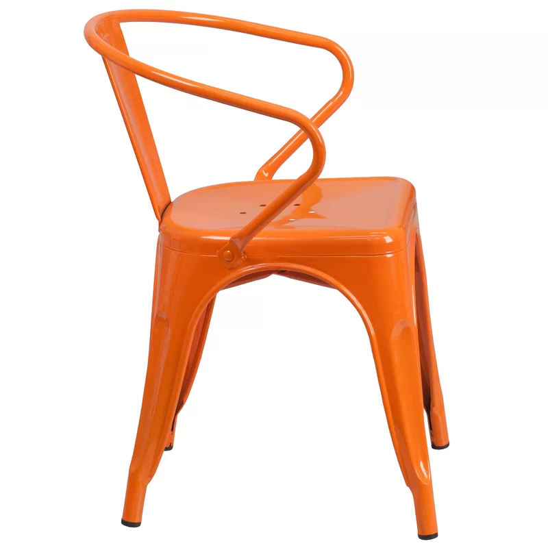 Hucheson Metal Indoor-Outdoor Chair with Arms Orange thumbnail 3