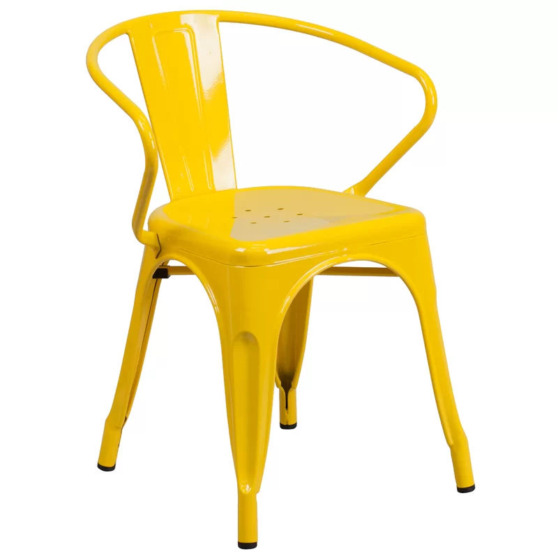 Hucheson Metal Indoor-Outdoor Chair with Arms Yellow thumbnail 2