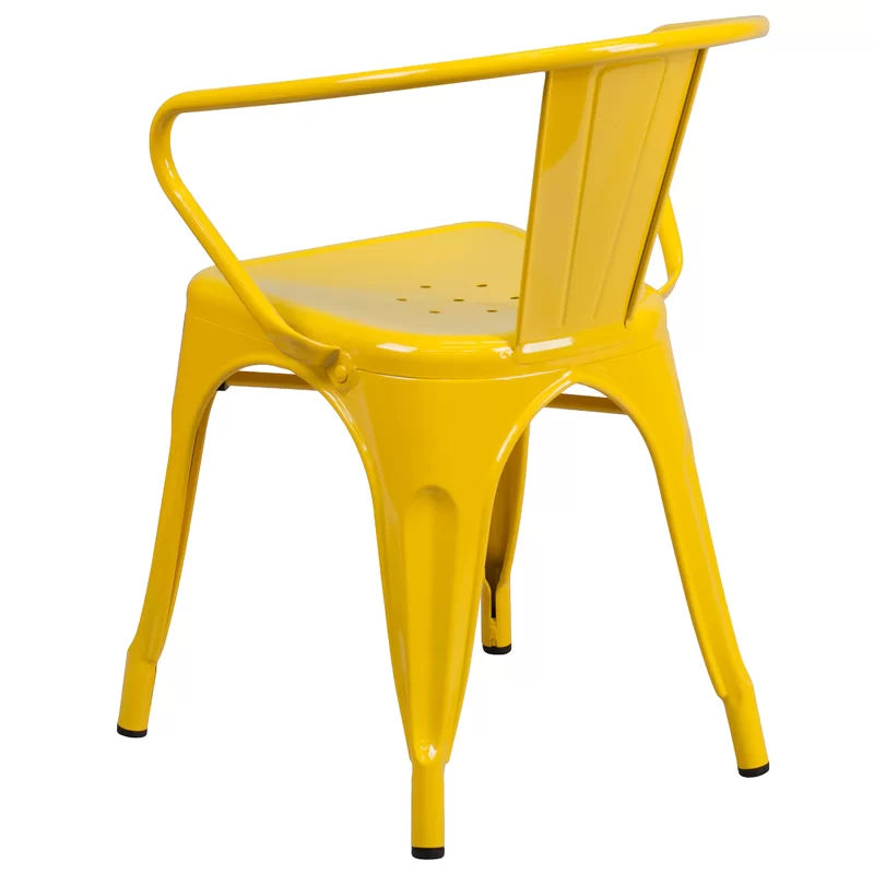 Hucheson Metal Indoor-Outdoor Chair with Arms Yellow thumbnail 3