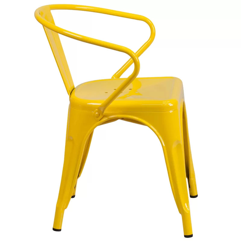 Hucheson Metal Indoor-Outdoor Chair with Arms Yellow thumbnail 4