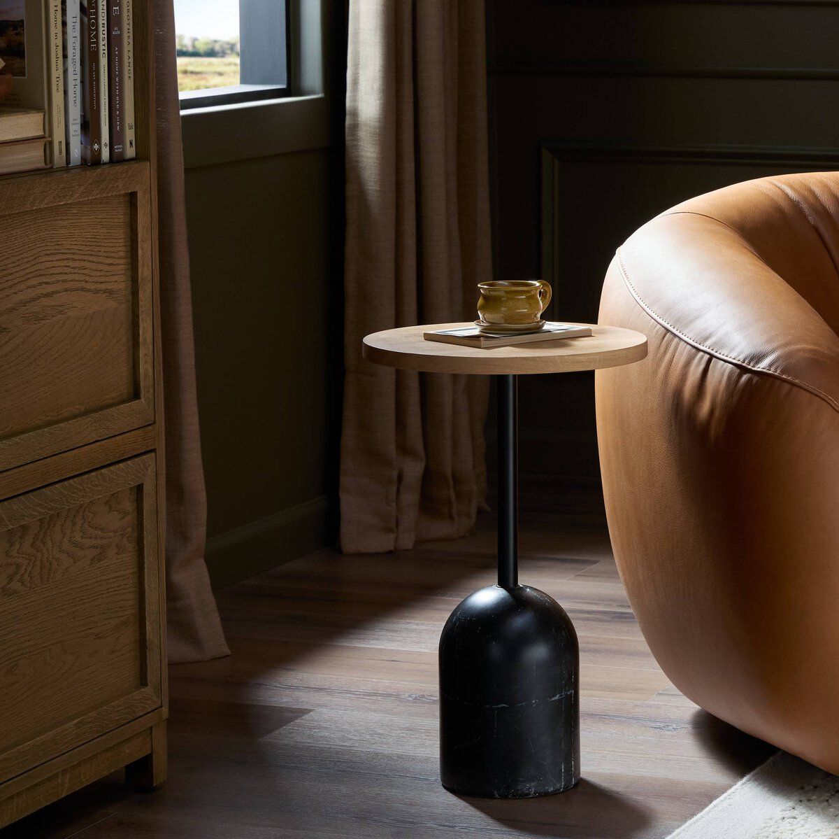 Sena Wood and Marble Side Table thumbnail 2