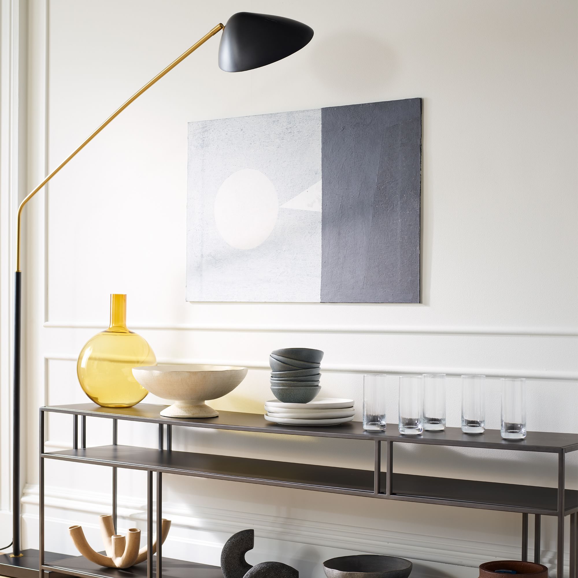Overarching Curvilinear Mid-Century Floor Lamp thumbnail 2