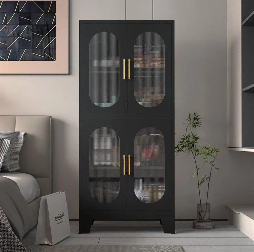 Ebern Designs Storage Wardrobes Cabinet with 4 Doors and Shelves thumbnail 2