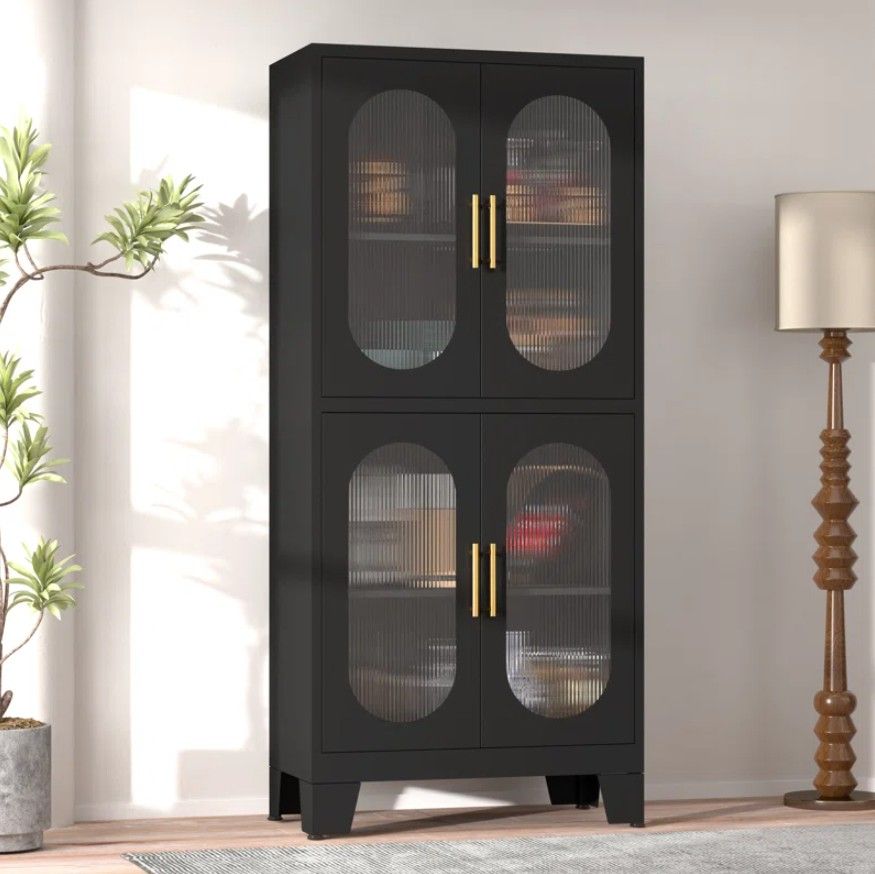 Ebern Designs Storage Wardrobes Cabinet with 4 Doors and Shelves thumbnail 4
